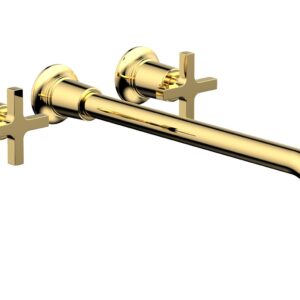 Phylrich HEX MODERN Wall Lavatory Set 14″ Spout – Cross Handles 501-13-14 – Polished Gold