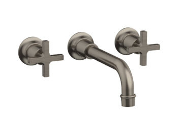 Phylrich HEX MODERN Wall Lavatory Set 8 1/4" Spout - Cross Handles 501-13 - Pewter