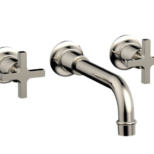 Phylrich HEX MODERN Wall Lavatory Set 8 1/4″ Spout – Cross Handles 501-13 – Polished Nickel