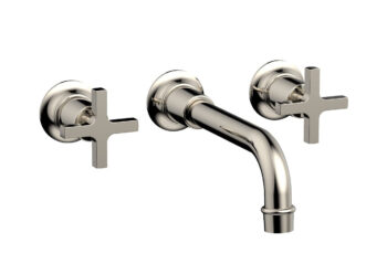 Phylrich HEX MODERN Wall Lavatory Set 8 1/4" Spout - Cross Handles 501-13 - Polished Nickel