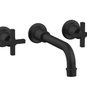 Phylrich HEX MODERN Wall Lavatory Set 8 1/4″ Spout – Cross Handles 501-13 – Matte Black