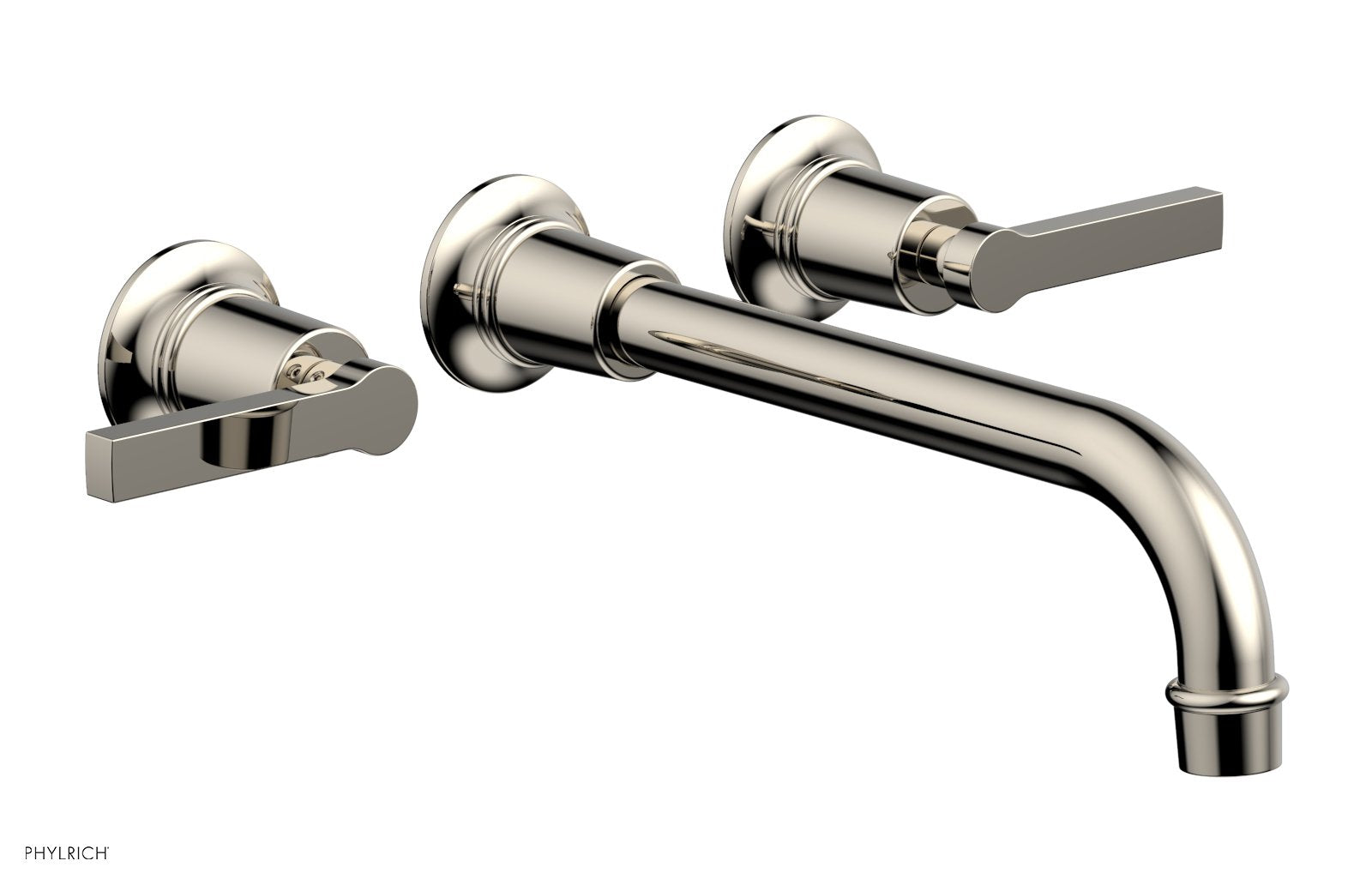Phylrich HEX MODERN Wall Lavatory Set 10" Spout - Lever Handles 501-14-10 - Polished Nickel