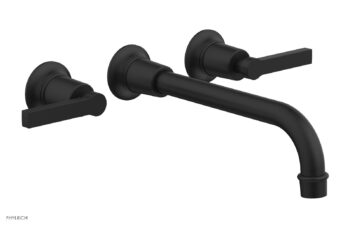 Phylrich HEX MODERN Wall Lavatory Set 10" Spout - Lever Handles 501-14-10 - Matte Black