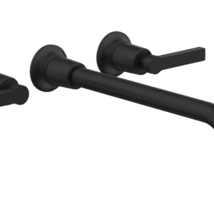 Phylrich HEX MODERN Wall Lavatory Set 12″ Spout – Lever Handles 501-14-12 – Matte Black
