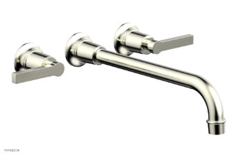 Phylrich HEX MODERN Wall Lavatory Set 12" Spout - Lever Handles 501-14-12 - Satin Nickel