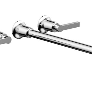 Phylrich HEX MODERN Wall Lavatory Set 14″ Spout – Lever Handles 501-14-14 – Polished Chrome