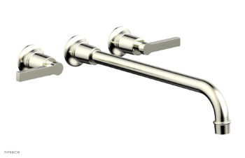 Phylrich HEX MODERN Wall Lavatory Set 14" Spout - Lever Handles 501-14-14 - Satin Nickel