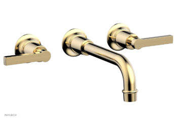 Phylrich HEX MODERN Wall Lavatory Set with Lever Handles 501-14 - Satin Brass