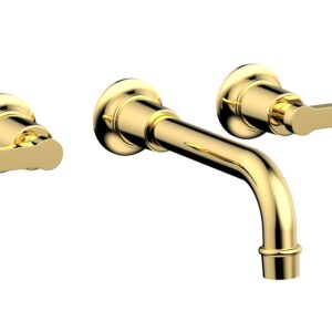 Phylrich HEX MODERN Wall Lavatory Set with Lever Handles 501-14 – Polished Gold