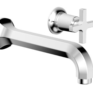 Phylrich HEX MODERN Single Handle Wall Lavatory Set – Cross Handle 501-15 – Polished Chrome