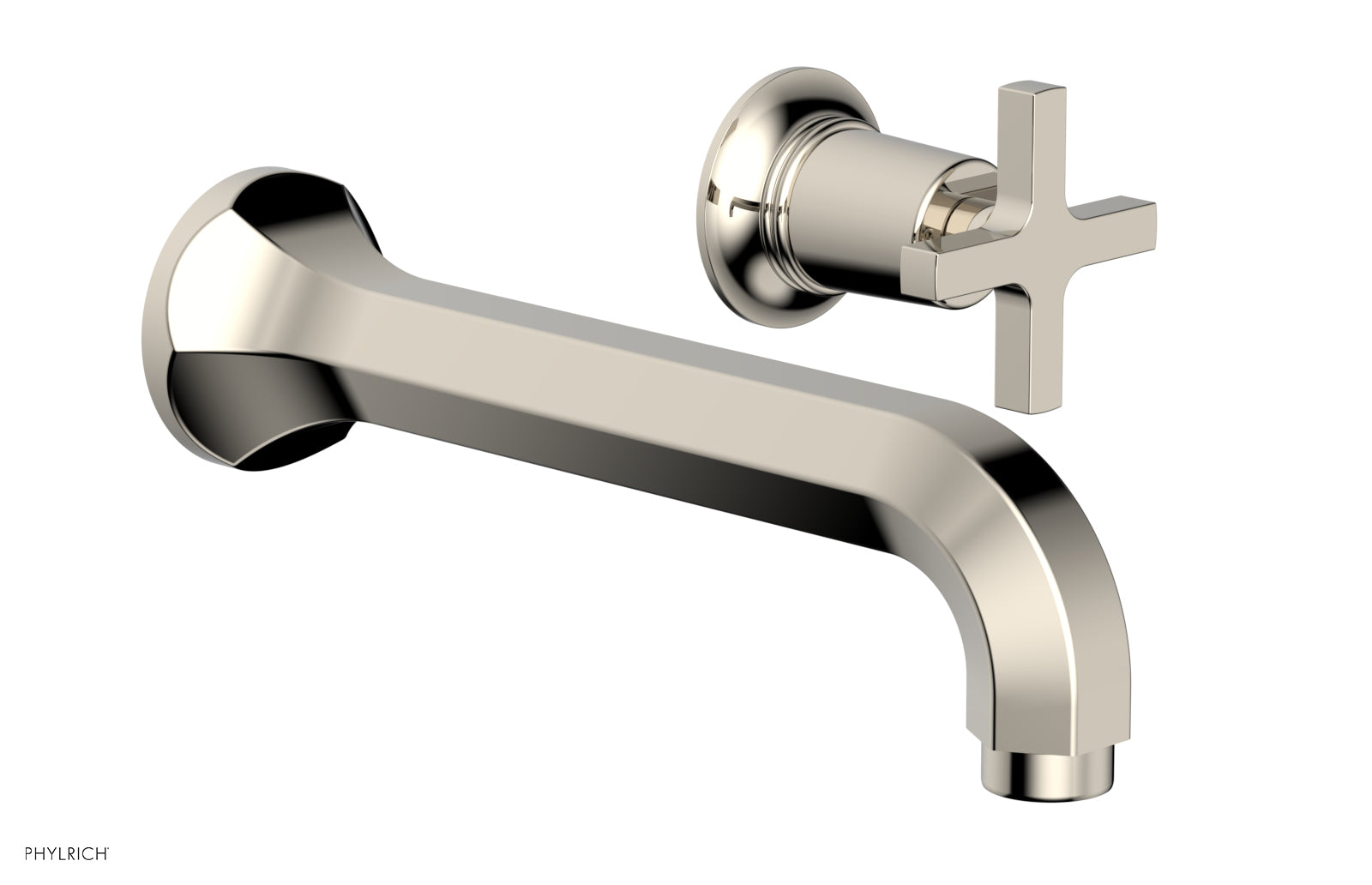 Phylrich HEX MODERN Single Handle Wall Lavatory Set - Cross Handle 501-15 - Polished Nickel