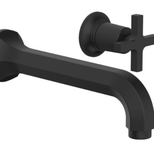 Phylrich HEX MODERN Single Handle Wall Lavatory Set – Cross Handle 501-15 – Matte Black