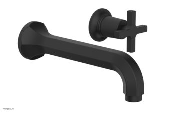 Phylrich HEX MODERN Single Handle Wall Lavatory Set - Cross Handle 501-15 - Matte Black