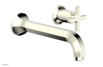 Phylrich HEX MODERN Single Handle Wall Lavatory Set - Cross Handle 501-15 - Satin Nickel