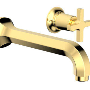 Phylrich HEX MODERN Single Handle Wall Lavatory Set – Cross Handle 501-15 – Polished Gold