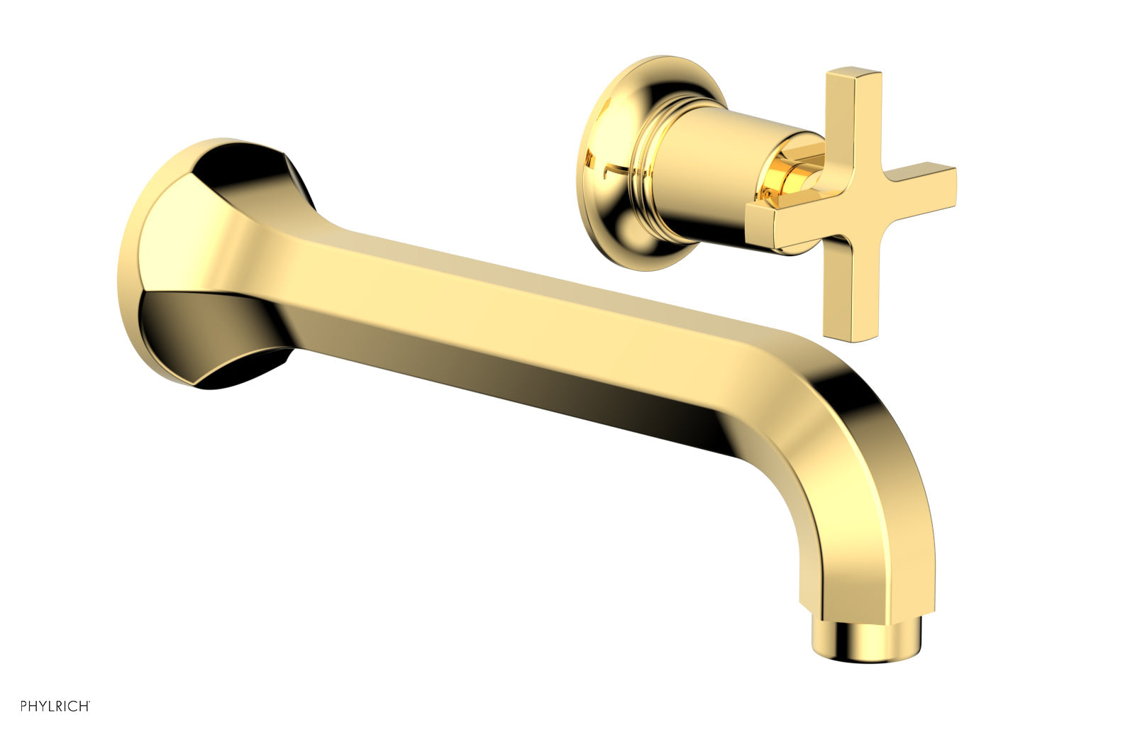 Phylrich HEX MODERN Single Handle Wall Lavatory Set - Cross Handle 501-15 - Polished Gold