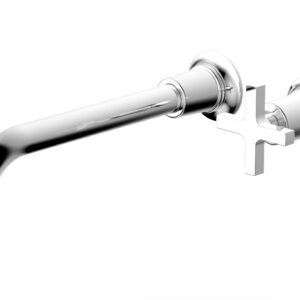 Phylrich HEX MODERN 10″ Single Handle Wall Lavatory Set – Cross Handle 501-17-10 – Polished Chrome