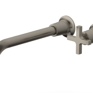 Phylrich HEX MODERN 10″ Single Handle Wall Lavatory Set – Cross Handle 501-17-10 – Pewter