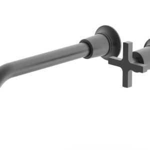 Phylrich HEX MODERN 10″ Single Handle Wall Lavatory Set – Cross Handle 501-17-10 – Gun Metal