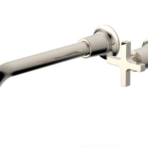 Phylrich HEX MODERN 10″ Single Handle Wall Lavatory Set – Cross Handle 501-17-10 – Polished Nickel
