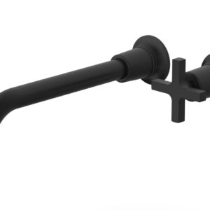 Phylrich HEX MODERN 10″ Single Handle Wall Lavatory Set – Cross Handle 501-17-10 – Matte Black