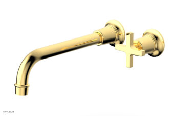Phylrich HEX MODERN 10" Single Handle Wall Lavatory Set - Cross Handle 501-17-10 - Polished Gold