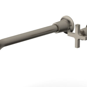 Phylrich HEX MODERN 12″ Single Handle Wall Lavatory Set – Cross Handle 501-17-12 – Pewter