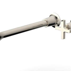 Phylrich HEX MODERN 12″ Single Handle Wall Lavatory Set – Cross Handle 501-17-12 – Polished Nickel
