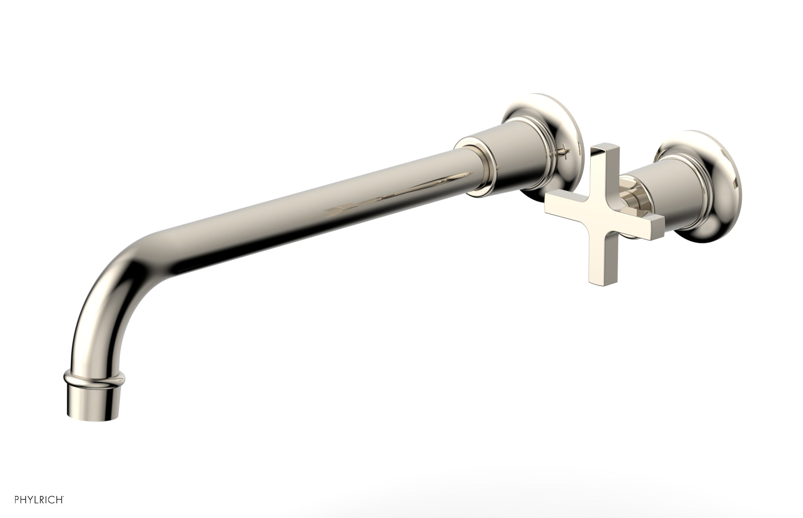 Phylrich HEX MODERN 12" Single Handle Wall Lavatory Set - Cross Handle 501-17-12 - Polished Nickel