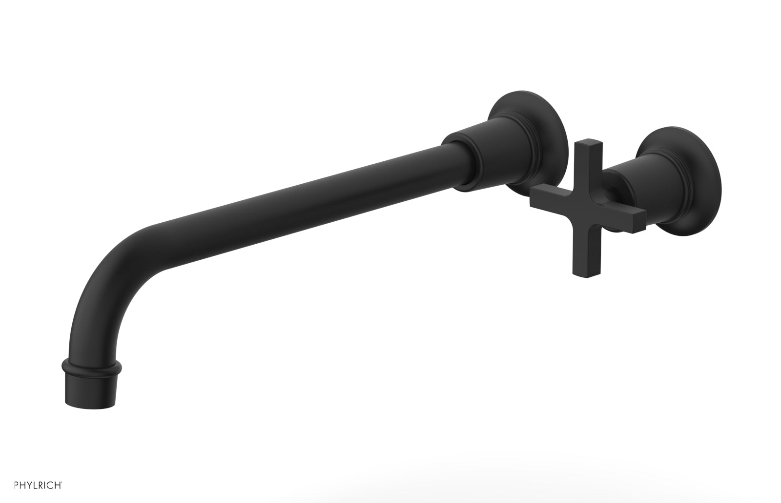 Phylrich HEX MODERN 12" Single Handle Wall Lavatory Set - Cross Handle 501-17-12 - Matte Black