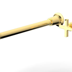 Phylrich HEX MODERN 14″ Single Handle Wall Lavatory Set – Cross Handle 501-17-14 – Polished Gold