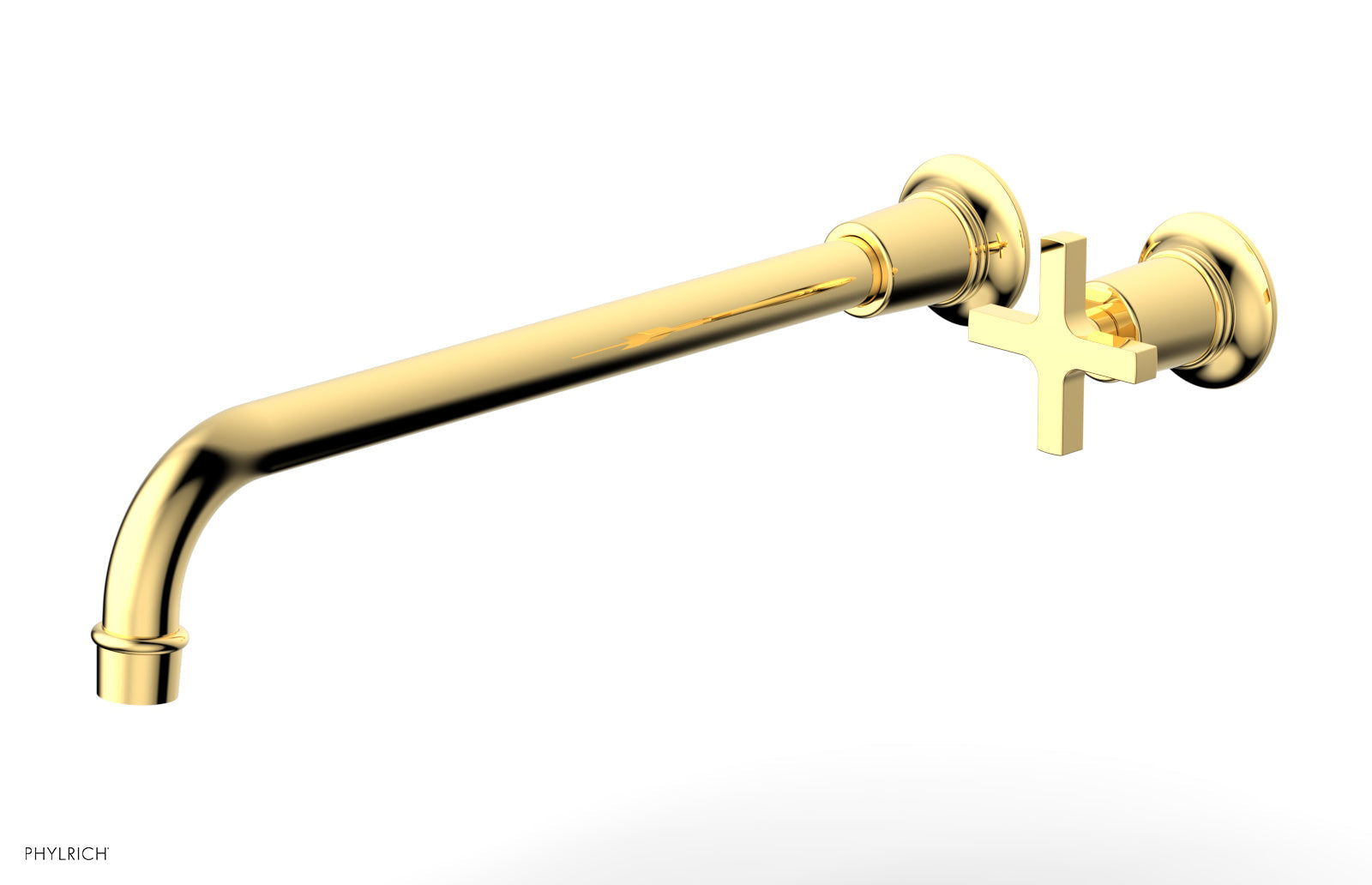 Phylrich HEX MODERN 14" Single Handle Wall Lavatory Set - Cross Handle 501-17-14 - Polished Gold