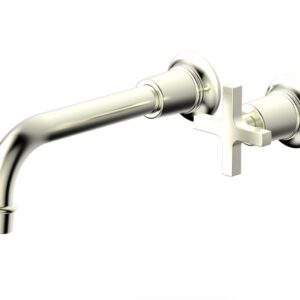 Phylrich HEX MODERN Single Handle Wall Lavatory Set – Cross Handle 501-17 – Satin Nickel