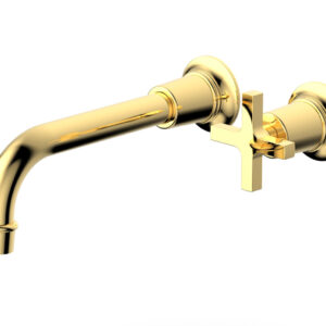 Phylrich HEX MODERN Single Handle Wall Lavatory Set – Cross Handle 501-17 – Polished Gold