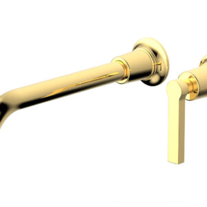 Phylrich HEX MODERN 10″ Single Handle Wall Lavatory Set – Lever Handle 501-18-10 – Polished Gold