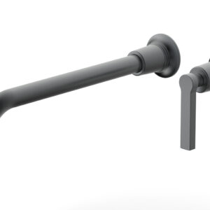 Phylrich HEX MODERN 12″ Single Handle Wall Lavatory Set – Lever Handle 501-18-12 – Gun Metal
