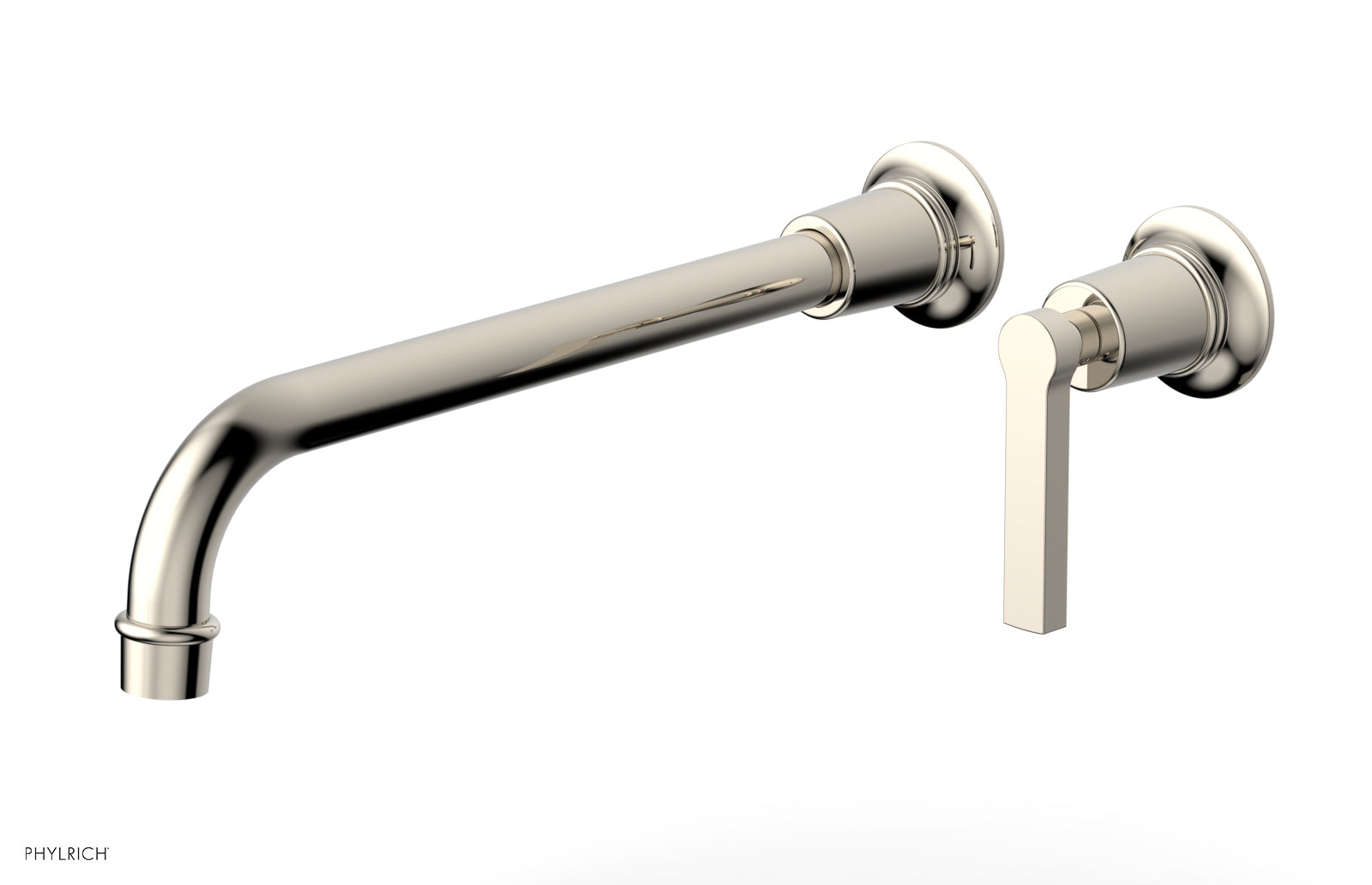 Phylrich HEX MODERN 12" Single Handle Wall Lavatory Set - Lever Handle 501-18-12 - Polished Nickel