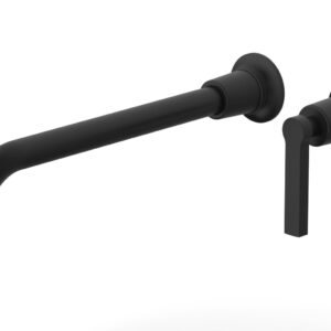 Phylrich HEX MODERN 12″ Single Handle Wall Lavatory Set – Lever Handle 501-18-12 – Matte Black