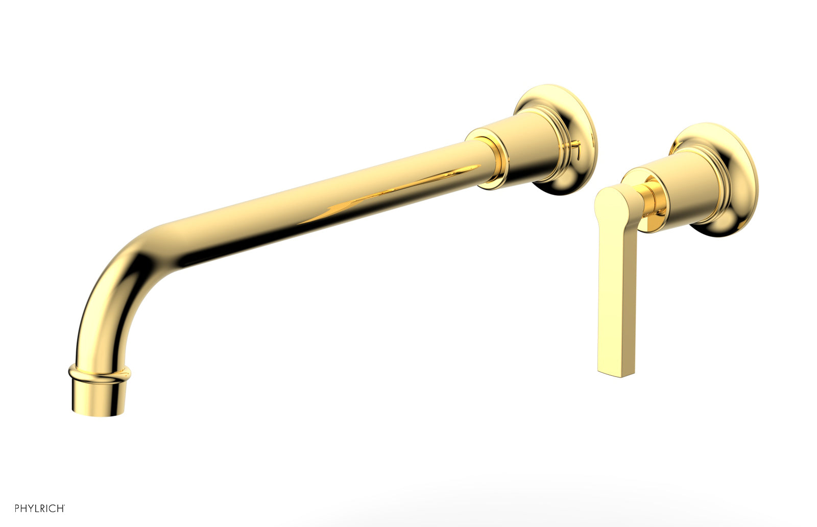 Phylrich HEX MODERN 12" Single Handle Wall Lavatory Set - Lever Handle 501-18-12 - Polished Gold