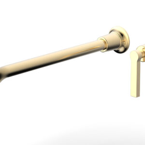 Phylrich HEX MODERN 14″ Single Handle Wall Lavatory Set – Lever Handle 501-18-14 – Satin Brass