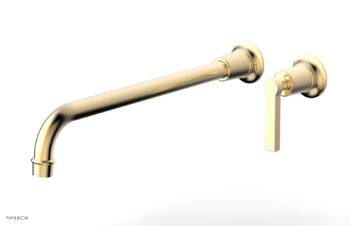 Phylrich HEX MODERN 14" Single Handle Wall Lavatory Set - Lever Handle 501-18-14 - Satin Brass