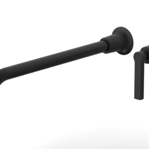 Phylrich HEX MODERN 14″ Single Handle Wall Lavatory Set – Lever Handle 501-18-14 – Matte Black