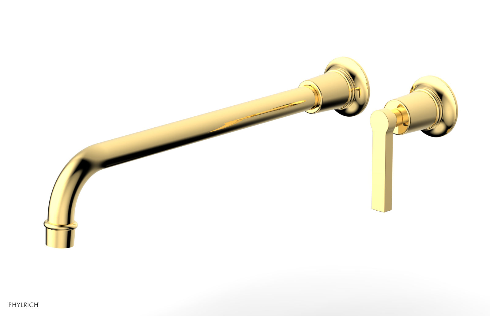 Phylrich HEX MODERN 14" Single Handle Wall Lavatory Set - Lever Handle 501-18-14 - Polished Gold