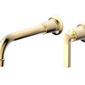 Phylrich HEX MODERN Single Handle Wall Lavatory Set – Lever Handle 501-18 – Satin Brass