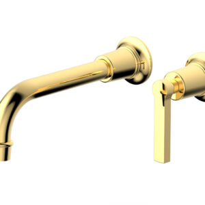 Phylrich HEX MODERN Single Handle Wall Lavatory Set – Lever Handle 501-18 – Polished Gold