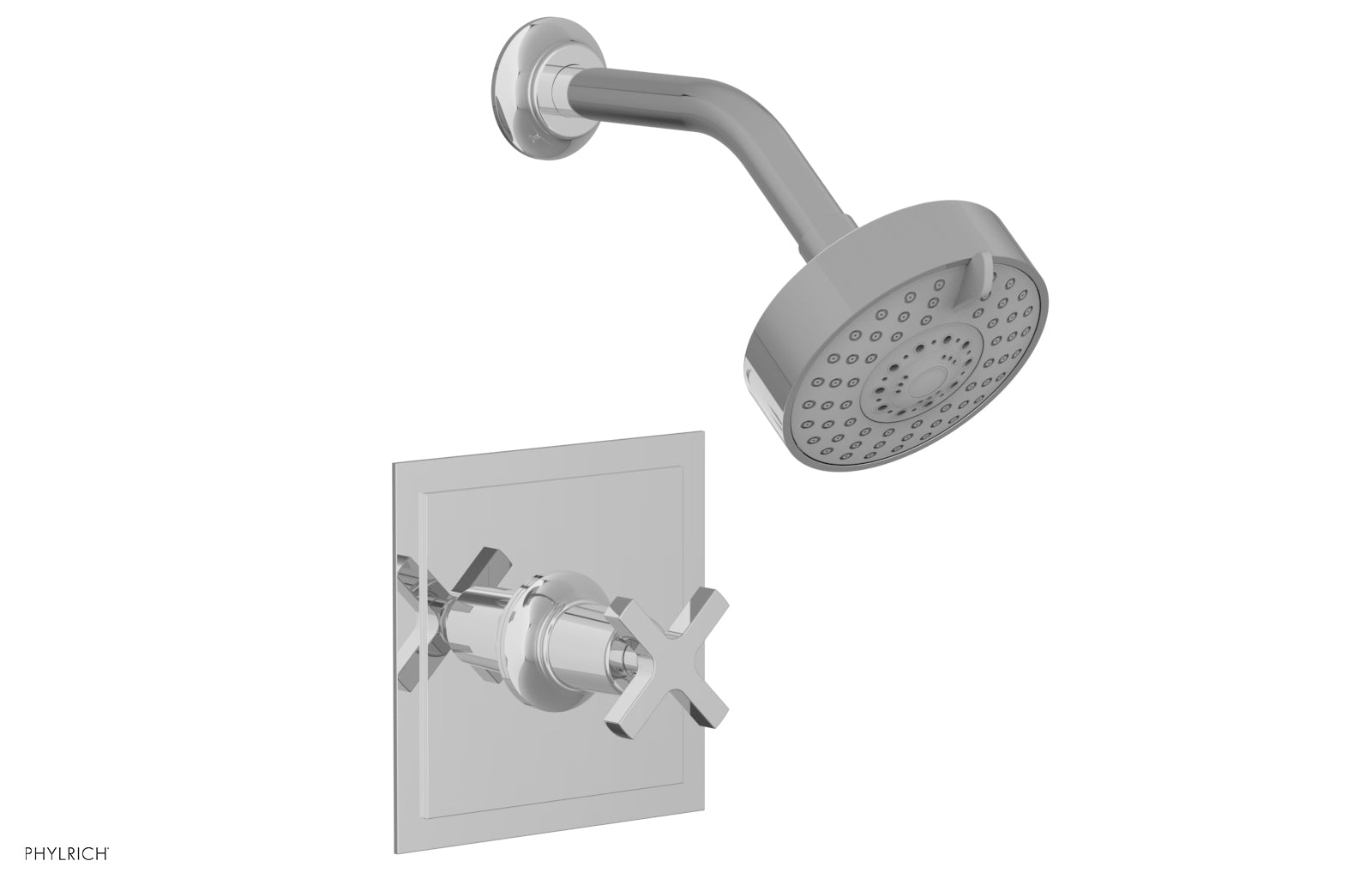 Phylrich HEX MODERN Pressure Balance Shower Set - Cross Handle 501-21 - Polished Chrome