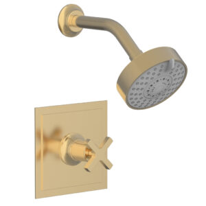 Phylrich HEX MODERN Pressure Balance Shower Set – Cross Handle 501-21 – Satin Brass
