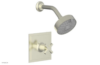 Phylrich HEX MODERN Pressure Balance Shower Set - Cross Handle 501-21 - Satin Nickel