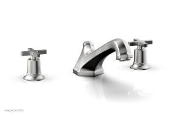Phylrich HEX MODERN Deck Tub Set - Cross Handles 501-40 - Satin Chrome