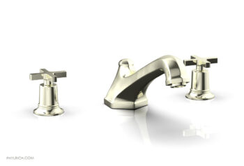 Phylrich HEX MODERN Deck Tub Set - Cross Handles 501-40 - Burnished Nickel